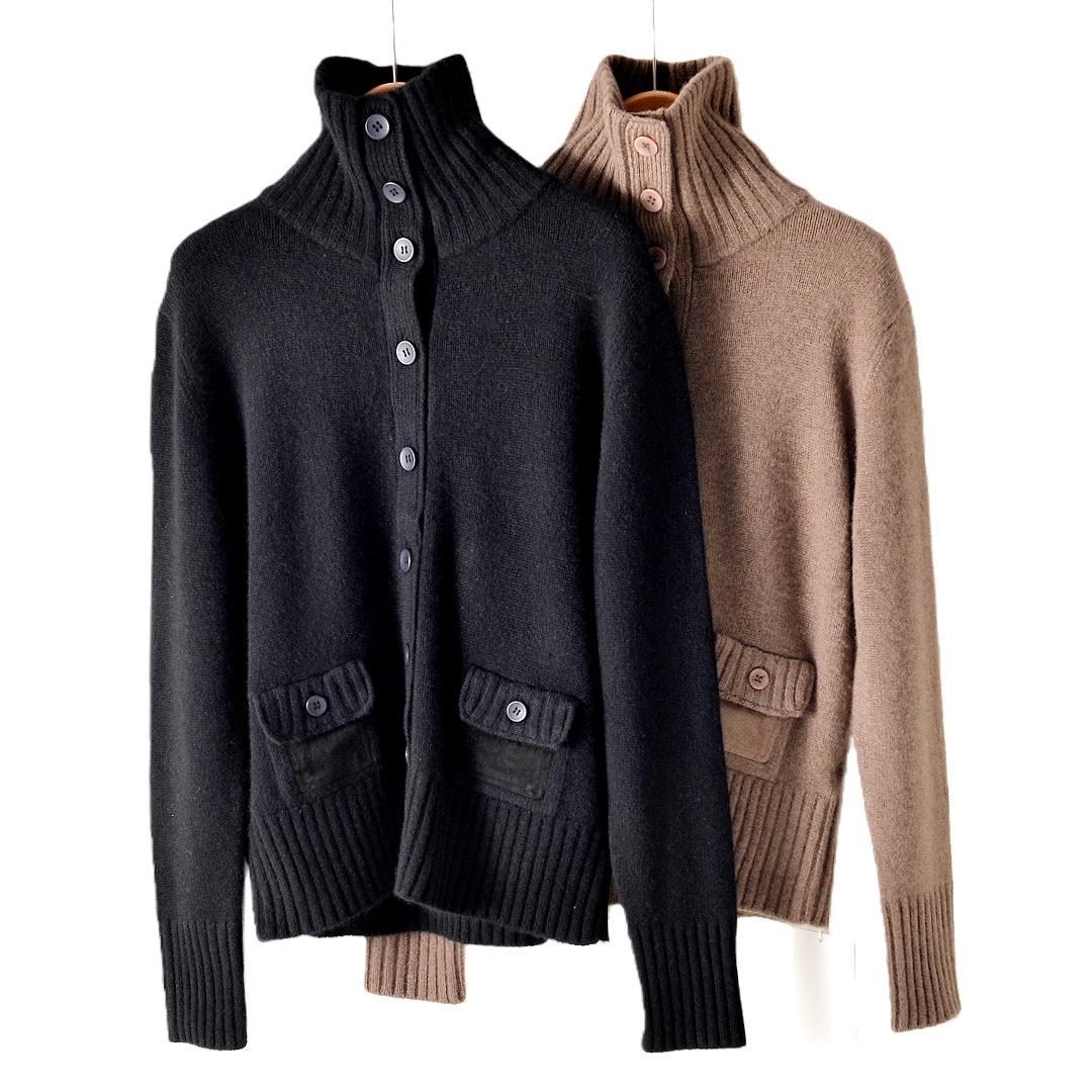 TZ  高山（100山羊绒）  女士高领带袋羊绒长袖开衫 TZ2022-95