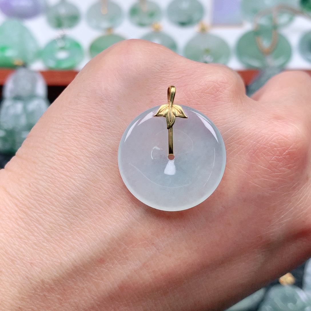 翡翠吊坠(不含链)18K金镶嵌