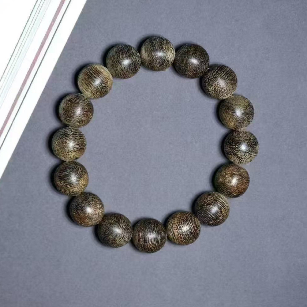 沉香文莱粗纹老料九分沉13mm16粒17.2克