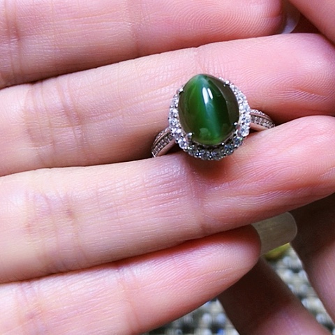 和田玉银S925镶嵌戒指