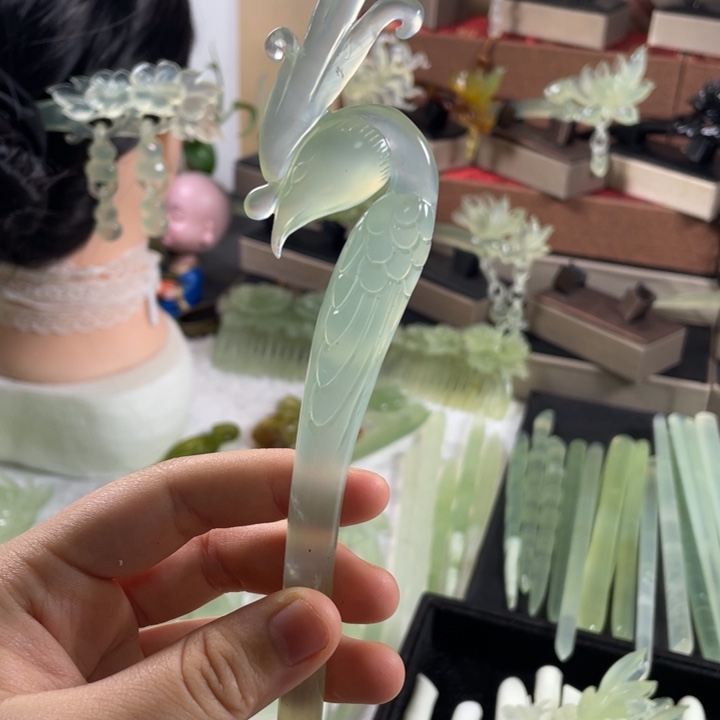 蛇纹石玉未镶嵌发簪