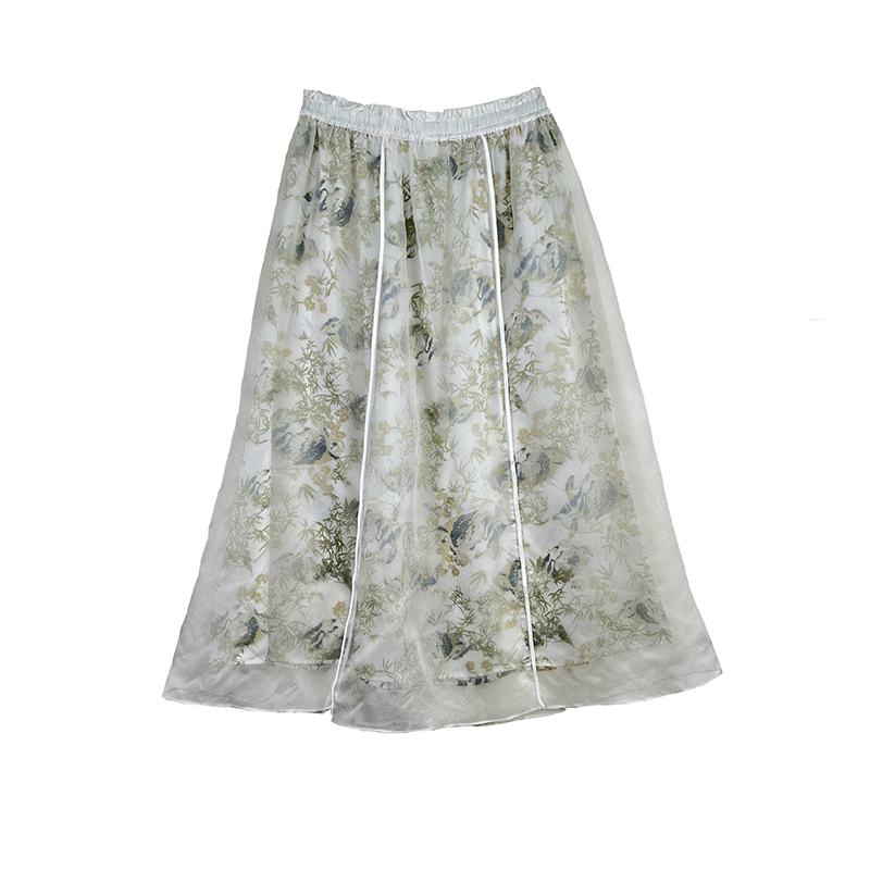 宠粉福利 23165-1双层桑蚕丝时尚半身裙松紧腰 XL腰68长85