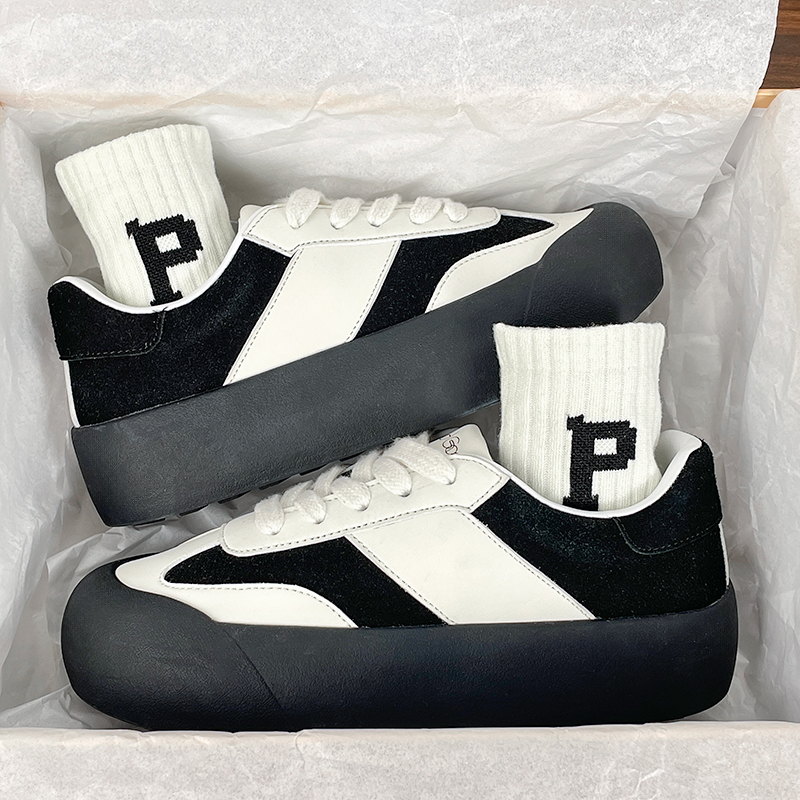 白敬亭同款蓬蓬鞋男秋冬2024新款复古真皮百搭板鞋厚底德训鞋女