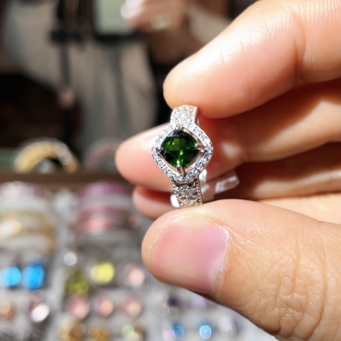 透辉石戒指银S925镶嵌