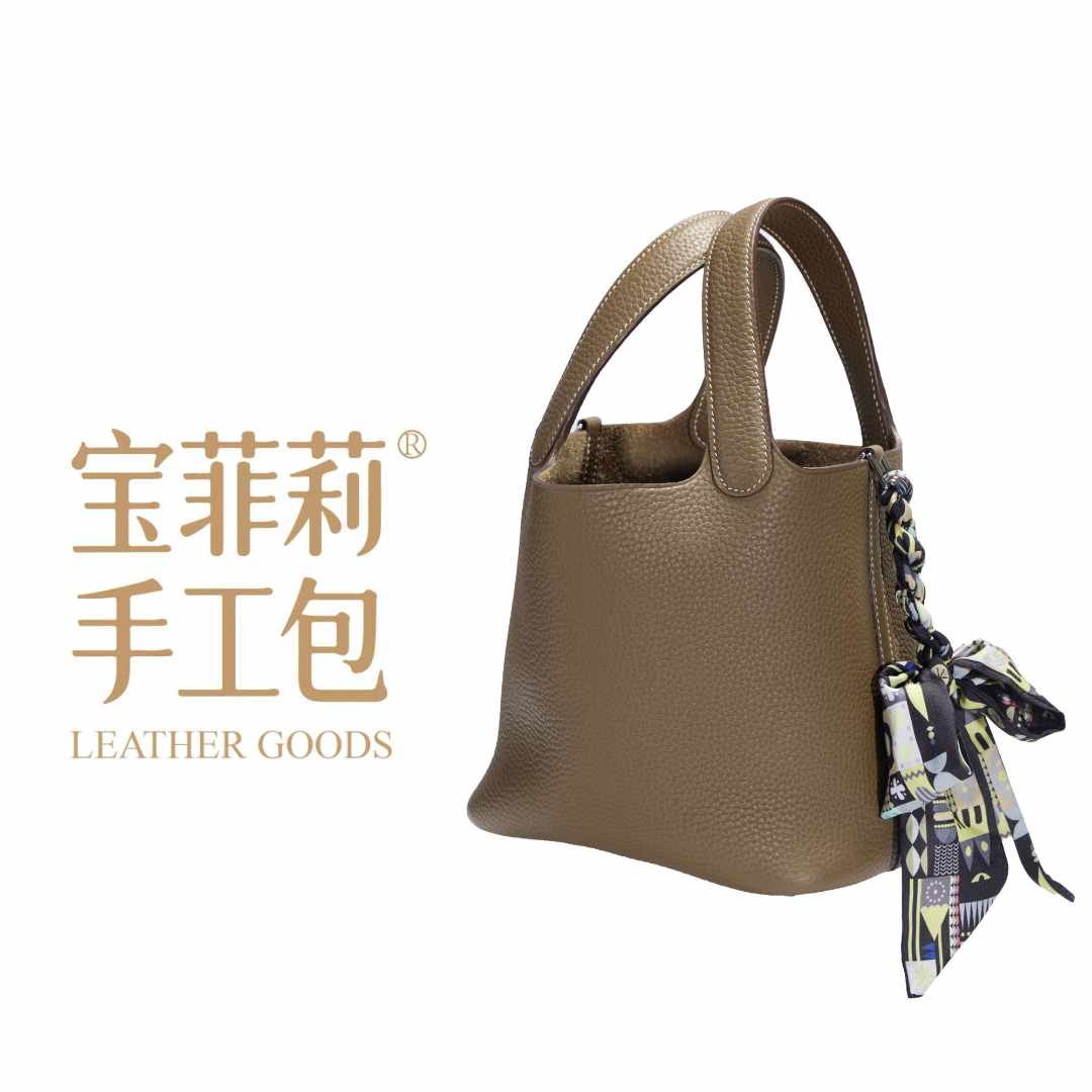 时尚经典百搭进口TC牛皮蜡线手缝包手提篮子女包18cm