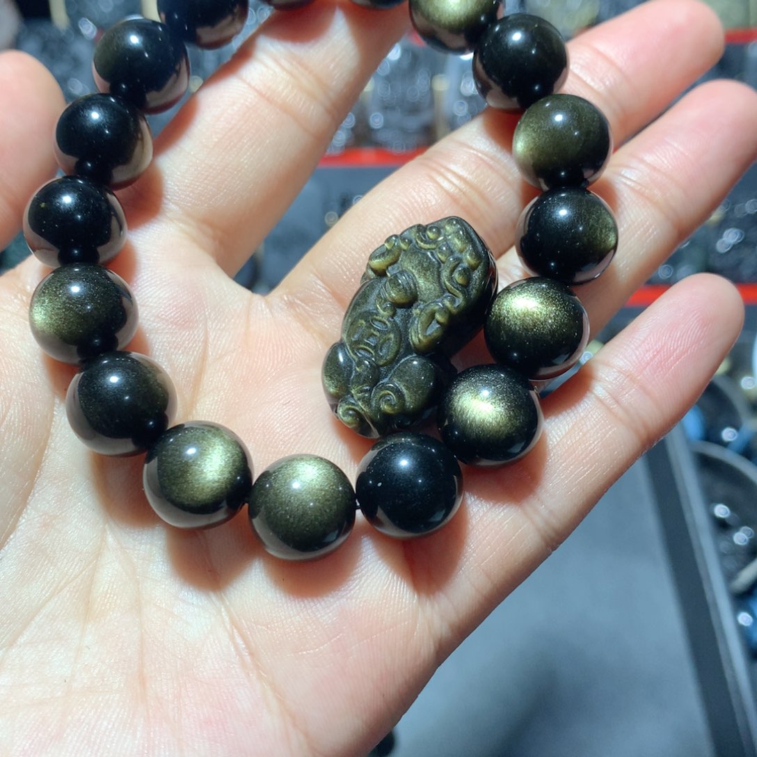 黑曜岩手串未镶嵌