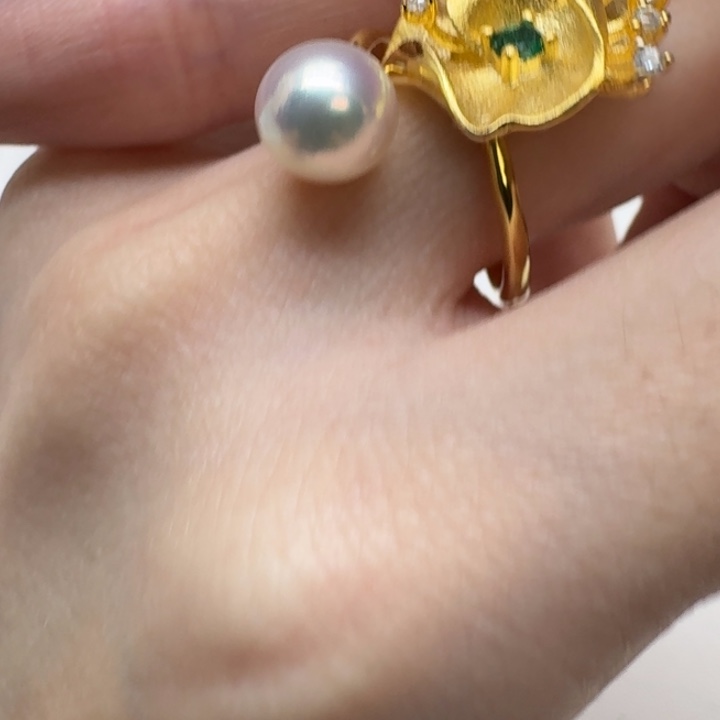 戒指银S925镶嵌海水珍珠
