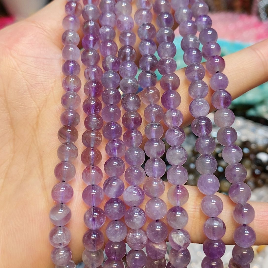 玛瑙/玉髓散珠天然紫水晶6mm一条