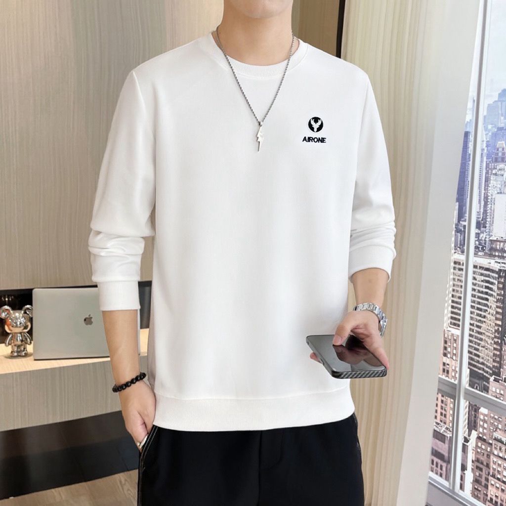 2025新款春秋季卫衣男款圆领修身青年长袖休闲潮流上衣套头打底衫