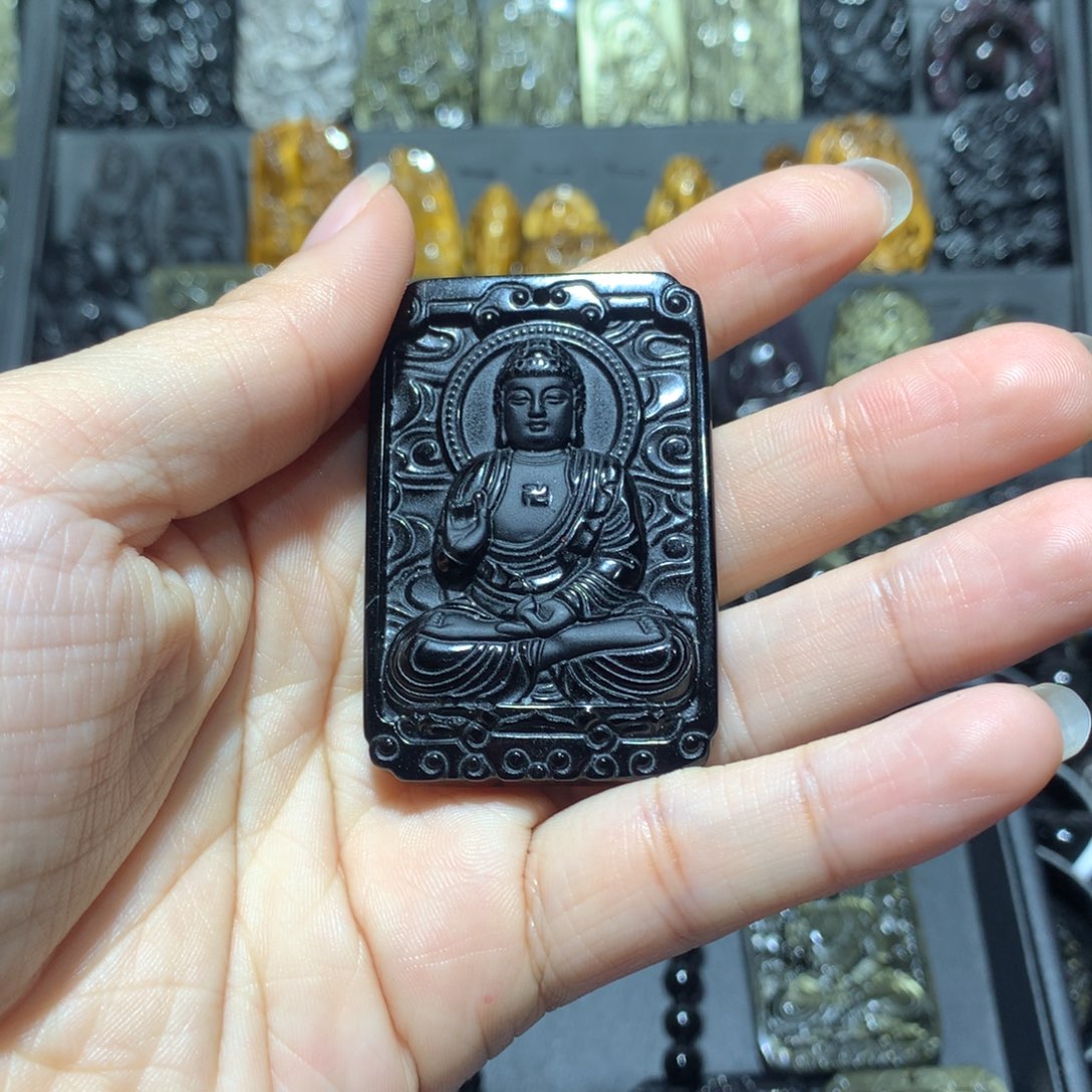 黑曜岩吊坠(赠链)未镶嵌杰