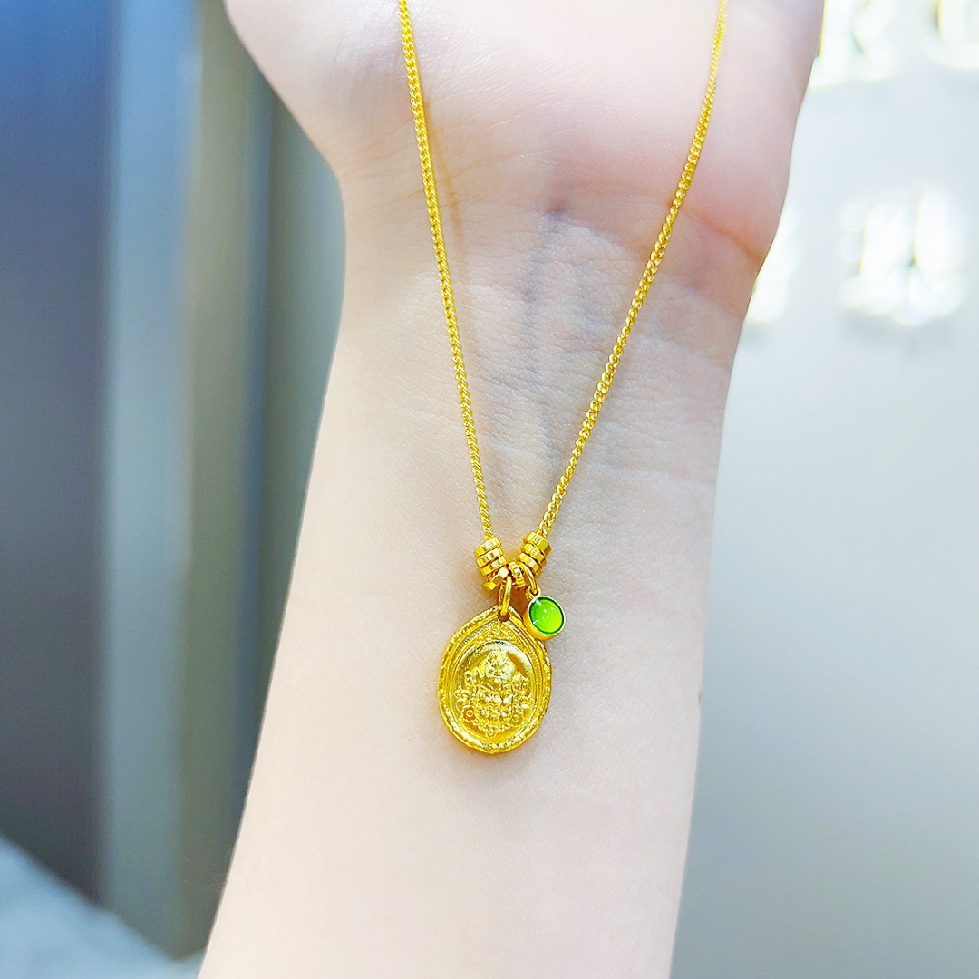 5G足金盘缠黄败财项链00709