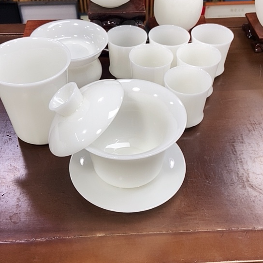 璞玉马蹄盖碗套组