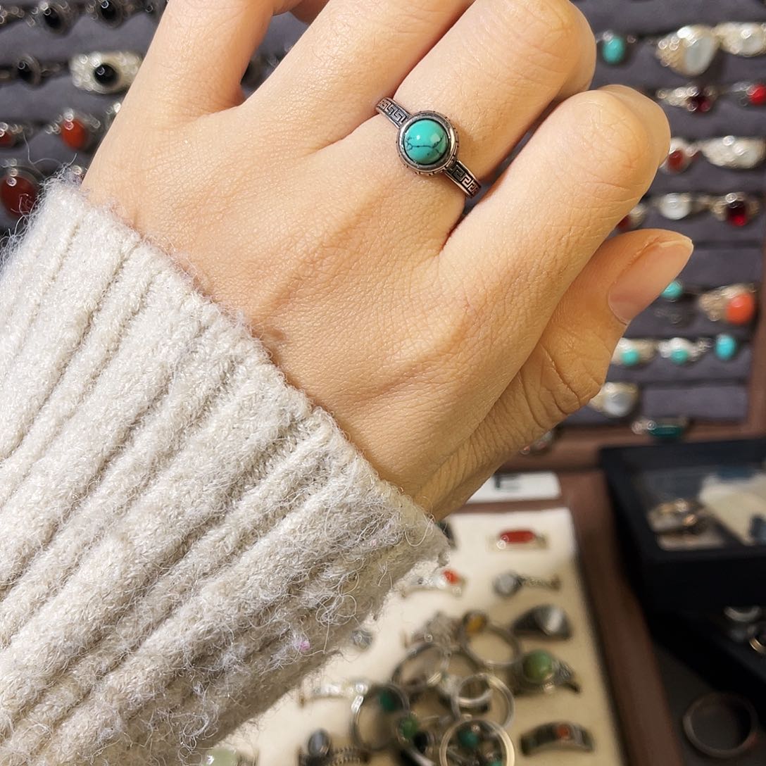 大理石925银回温戒指