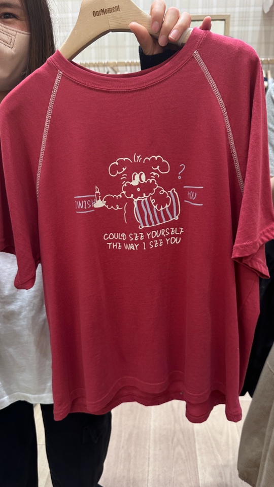 韩国东大门红色短袖T恤