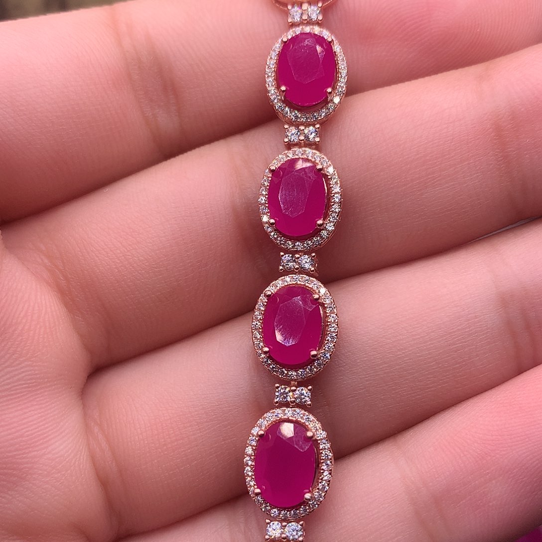 红宝石手链银S925镶嵌