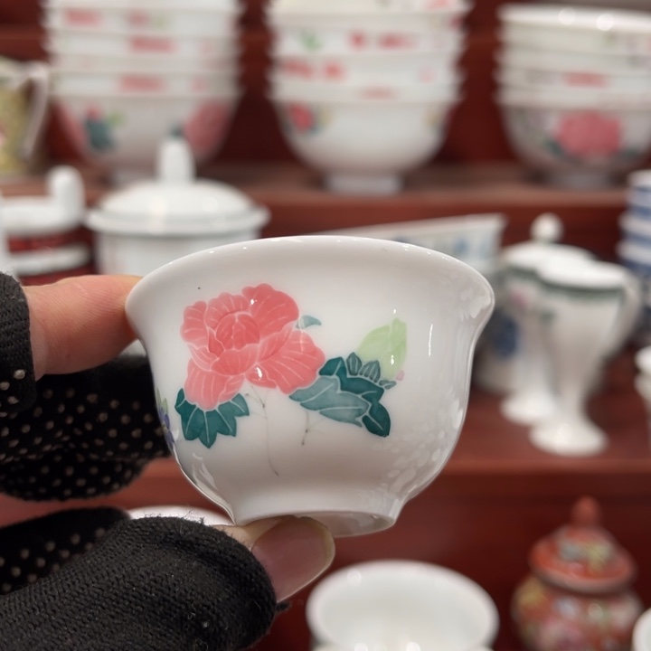 陶瓷醴陵手绘釉下五彩40毫升杯，2等