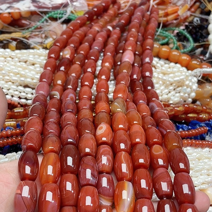 玛瑙/玉髓珠宝半成品未镶嵌一条13x19mm玛瑙桶珠