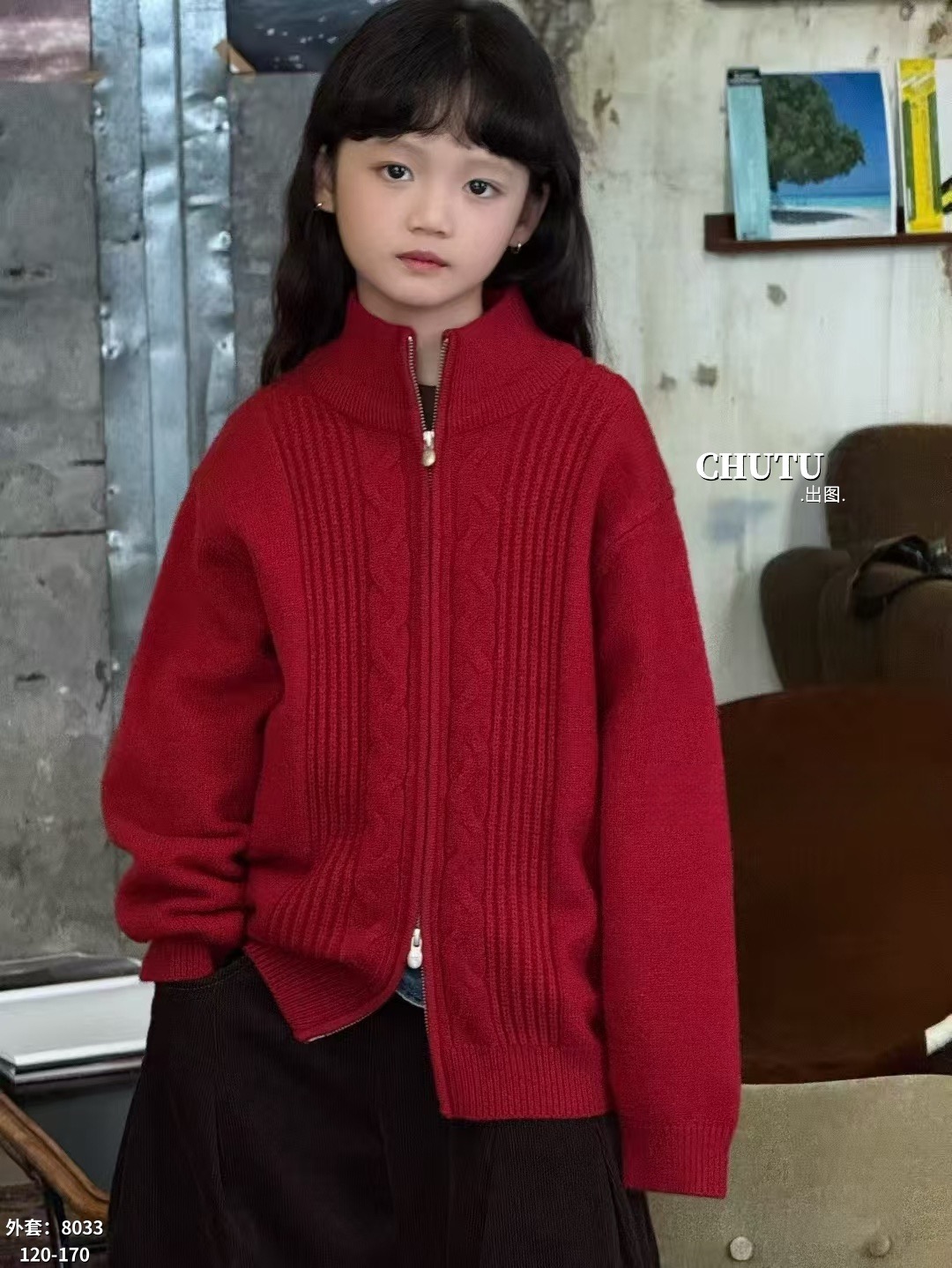 【暖树+】58112双拉链酒红开衫 2025秋季新品设计师买手店版本