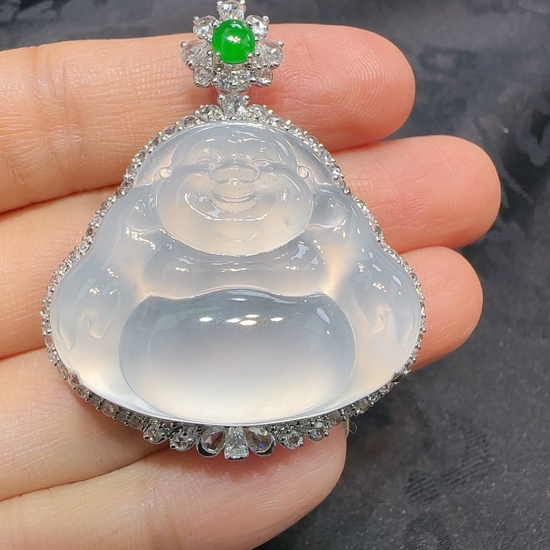 翡翠吊坠(不含链)18K金镶嵌