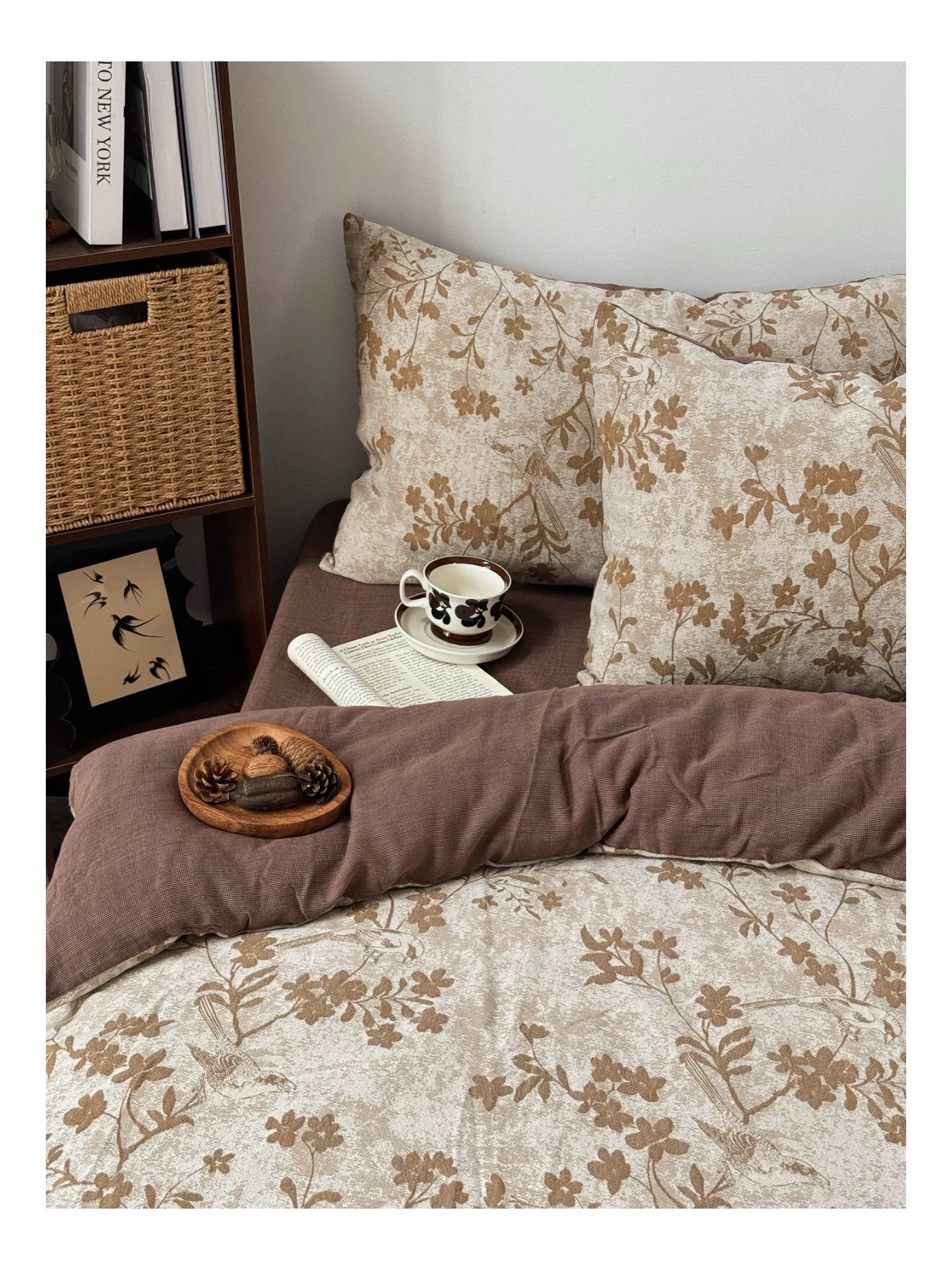 【花季】中古奶油侘寂风色织提花双层棉麻四件套纯棉肌理感质感高级