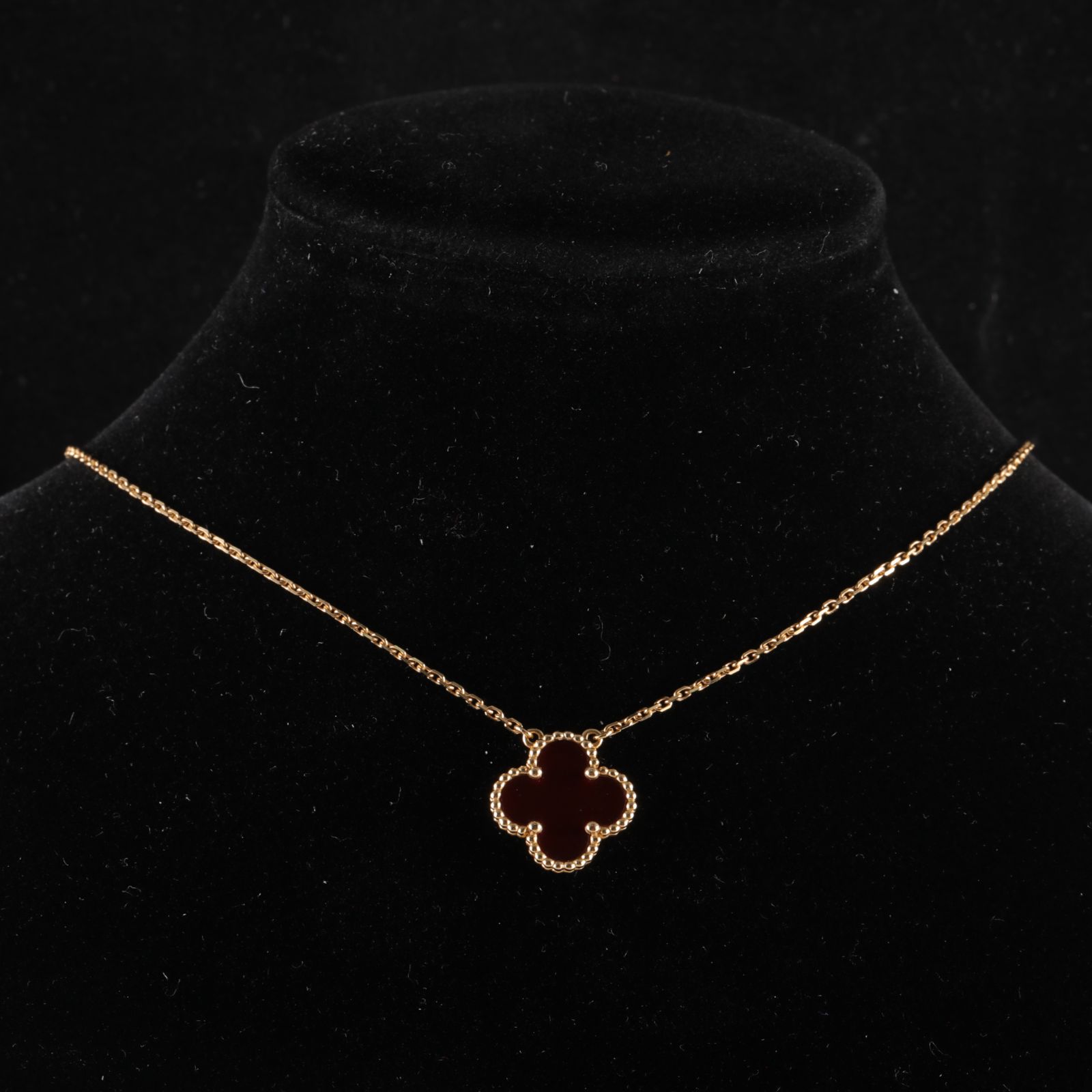 95新 梵克雅宝 【双双】中号单花项链 新扣 18K黄金 项链 