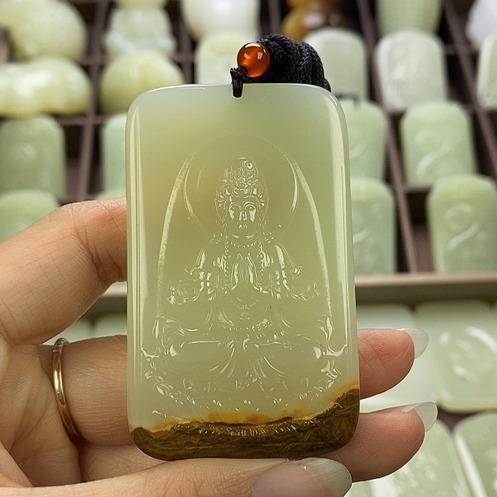 昆仑石双面观音牌