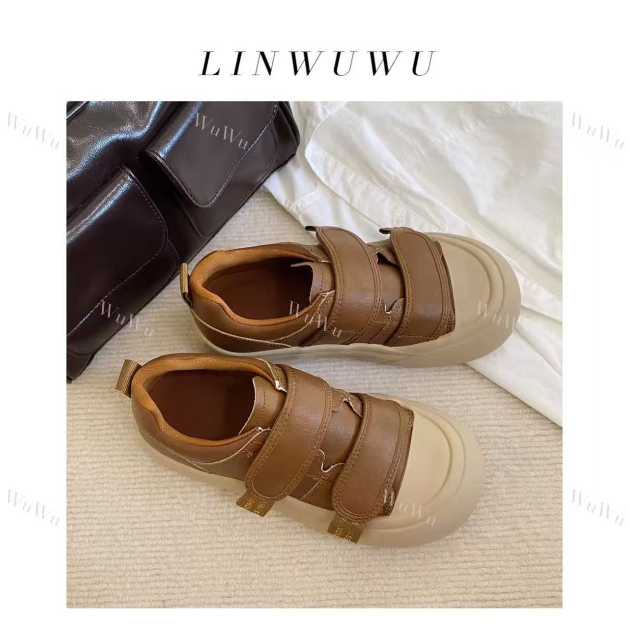 【林五五定制】2025新款—时尚街头个性拼色厚底魔术贴休闲鞋33135