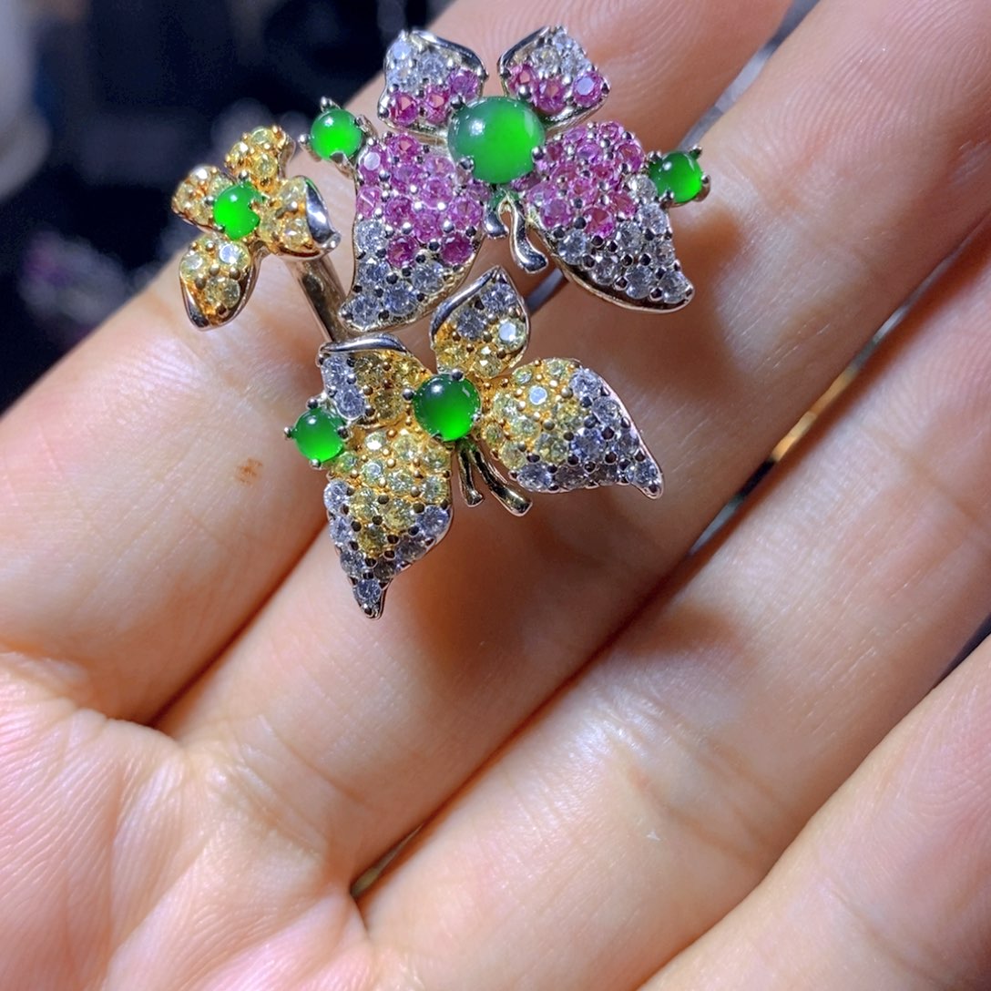 翡翠银S925镶嵌颈饰天然翡翠