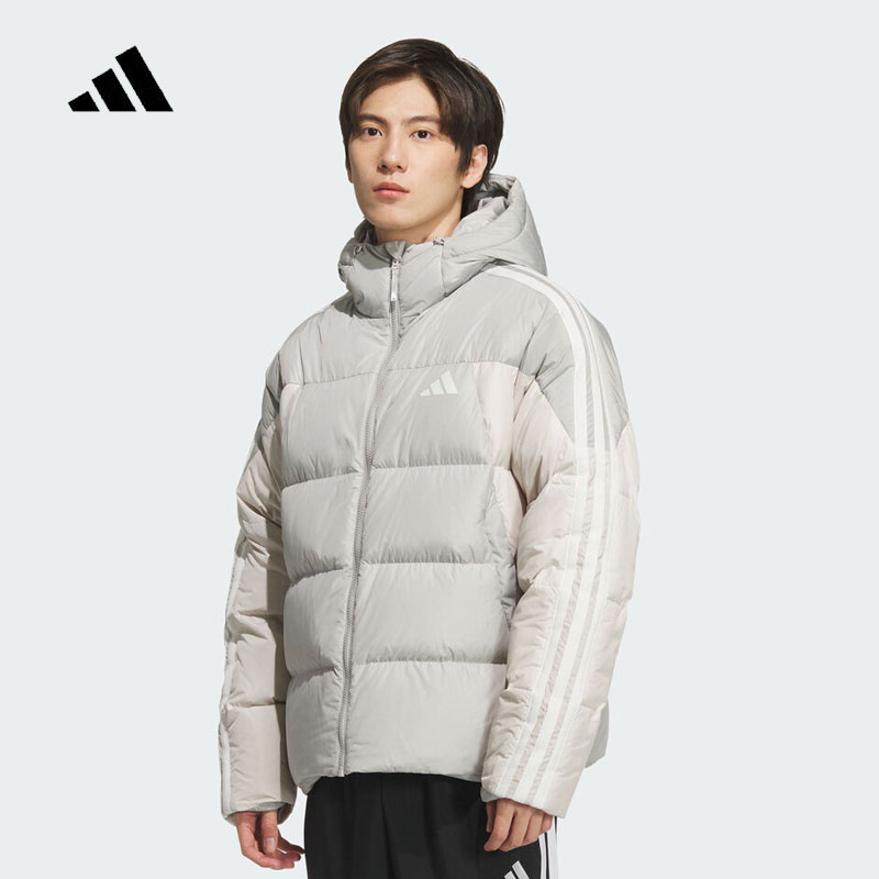 阿迪达斯短款连帽羽绒服男冬季户外抗寒保暖外套加厚运动服KC2496