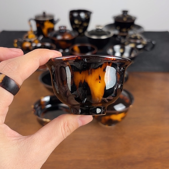 瓷玳瑁釉小压手杯