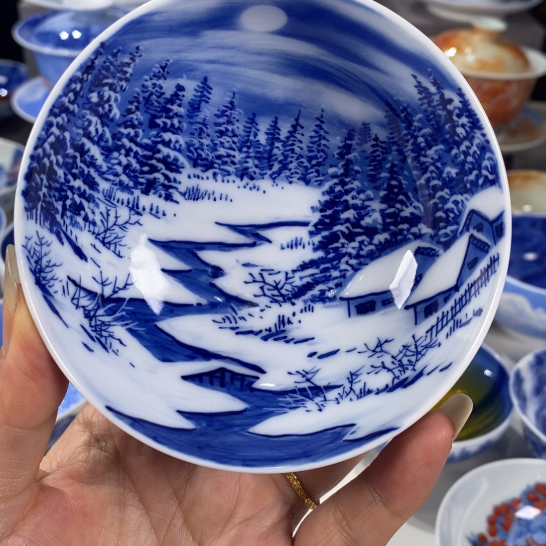 青花雪景主人杯杯