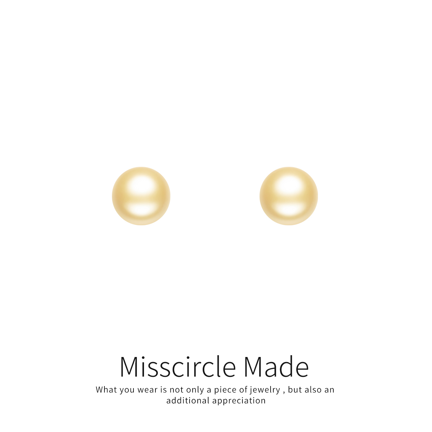 瑟可 足银仿珍珠耳饰 施家金色珍珠耳钉女简约气质百搭高级1556