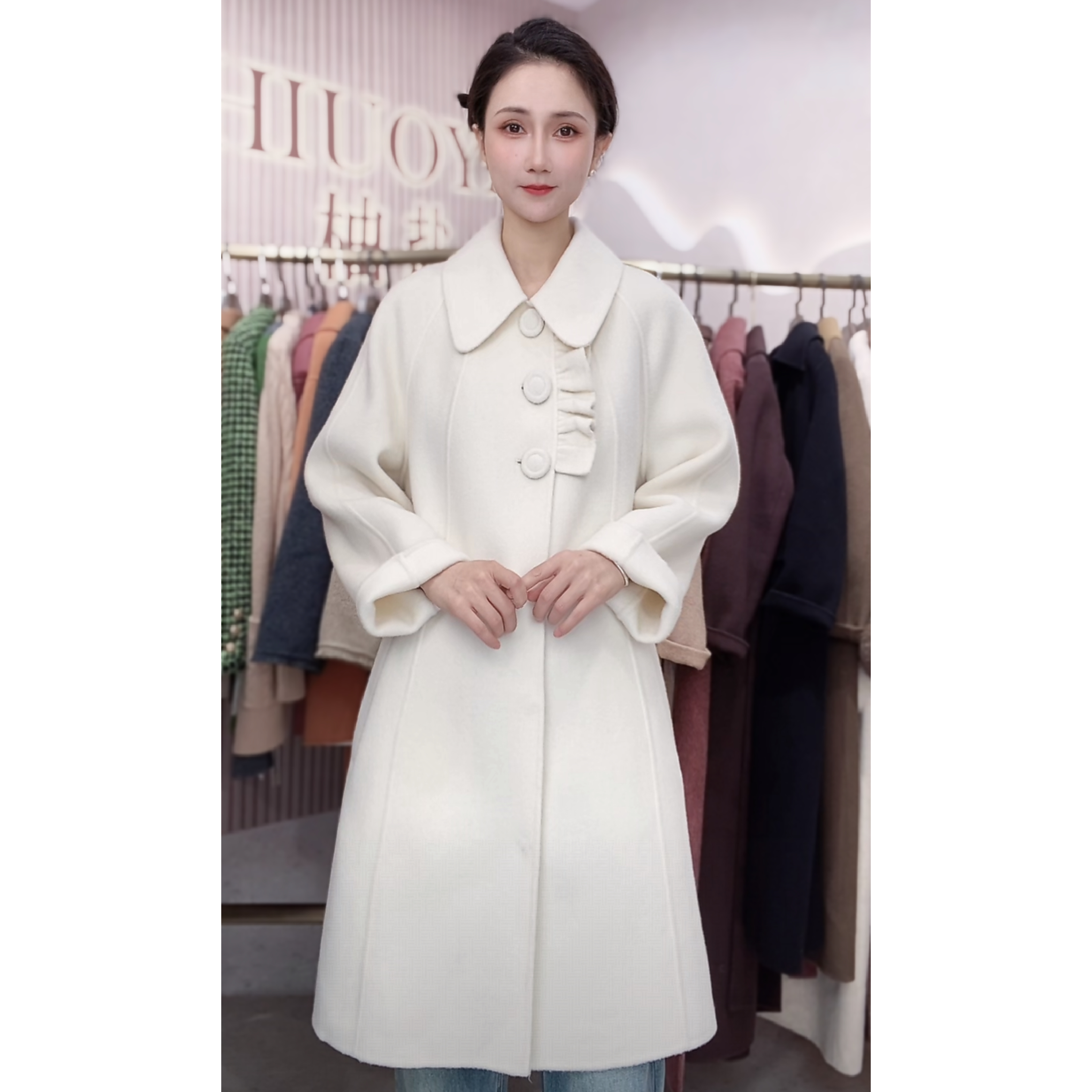  高斯雪岚【618反季】中长款大衣简约毛呢外套24411657
