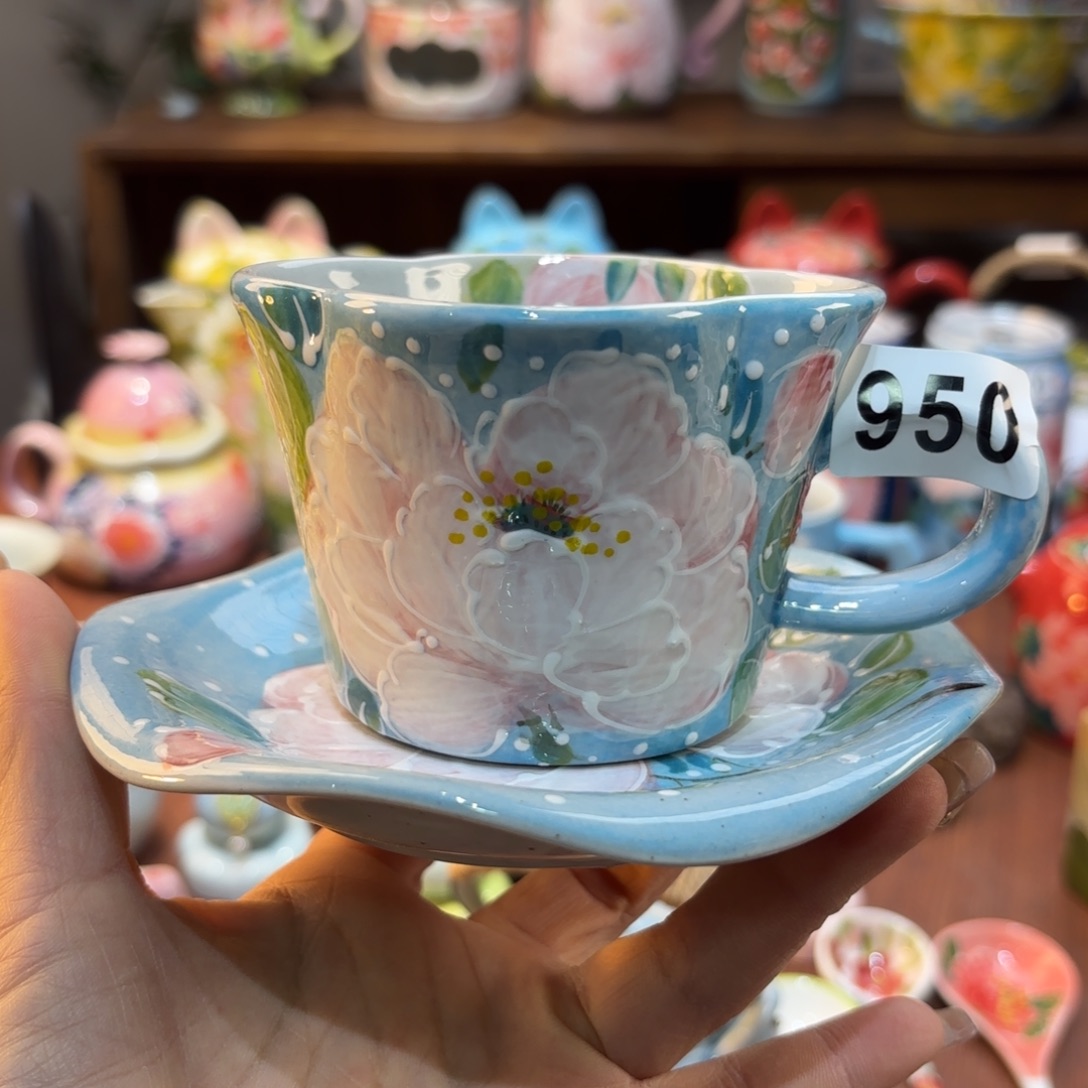 摆件景德镇手绘高温釉下彩陶瓷茶具