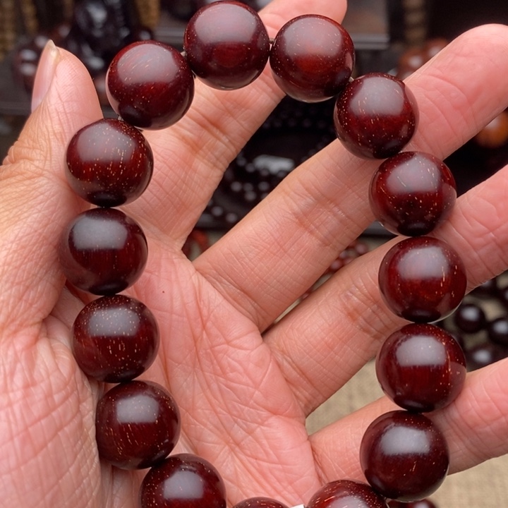 檀香紫檀（小叶紫檀）手串/手链1.5泥料局部满金星