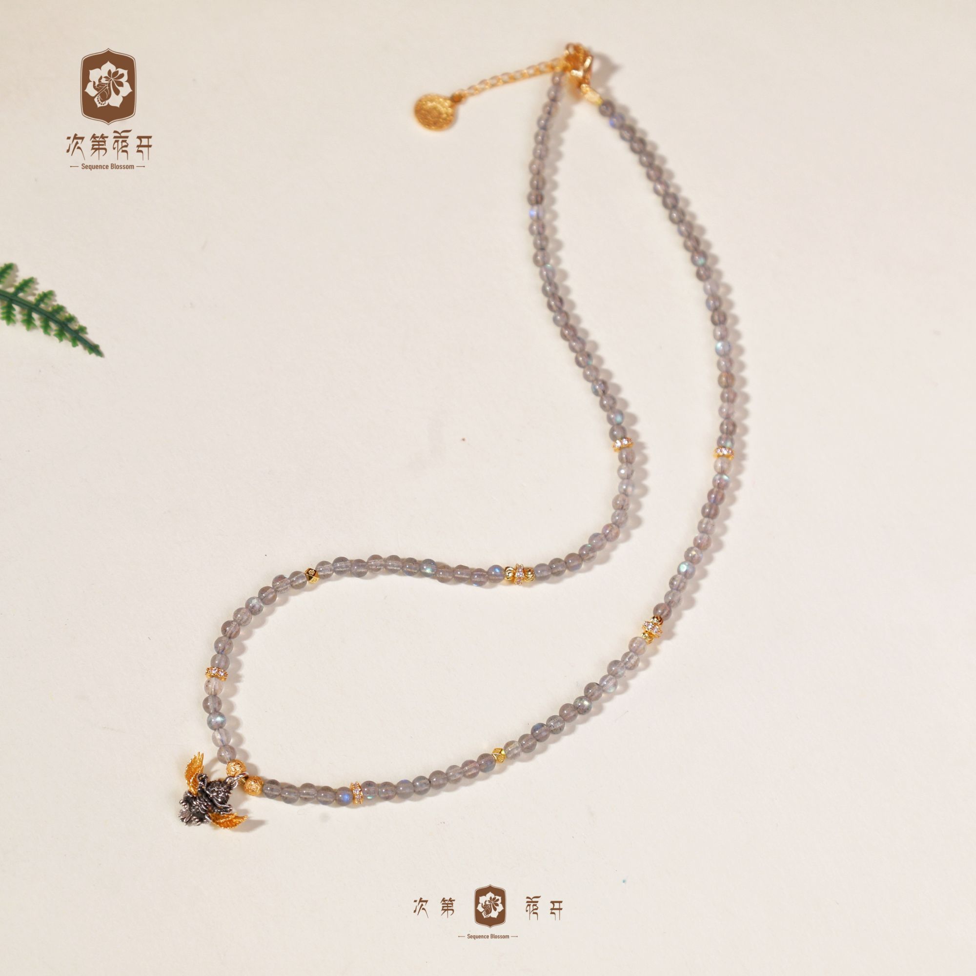 【花开九州】3.5mm+灰月光 大鹏 月光石项链 店庆专享款