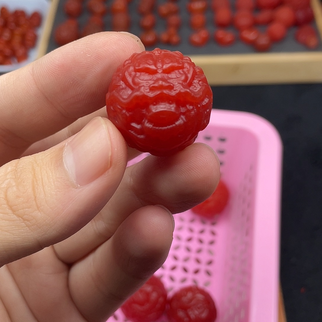 南红玛瑙23号保山锦红哑光卡25龙珠未镶嵌创*汇