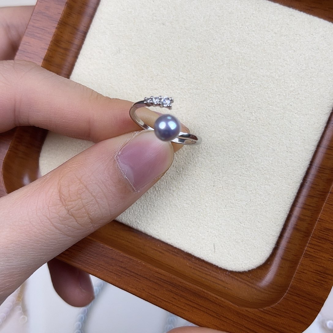 戒指海水珍珠银S925镶嵌