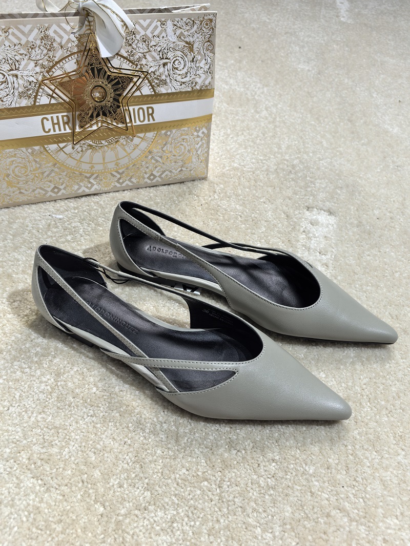 惟蔻~外贸原单*法式真皮包头平底凉单鞋