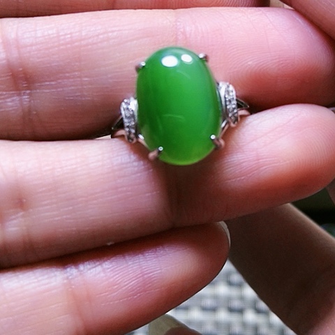 和田玉戒指银S925镶嵌