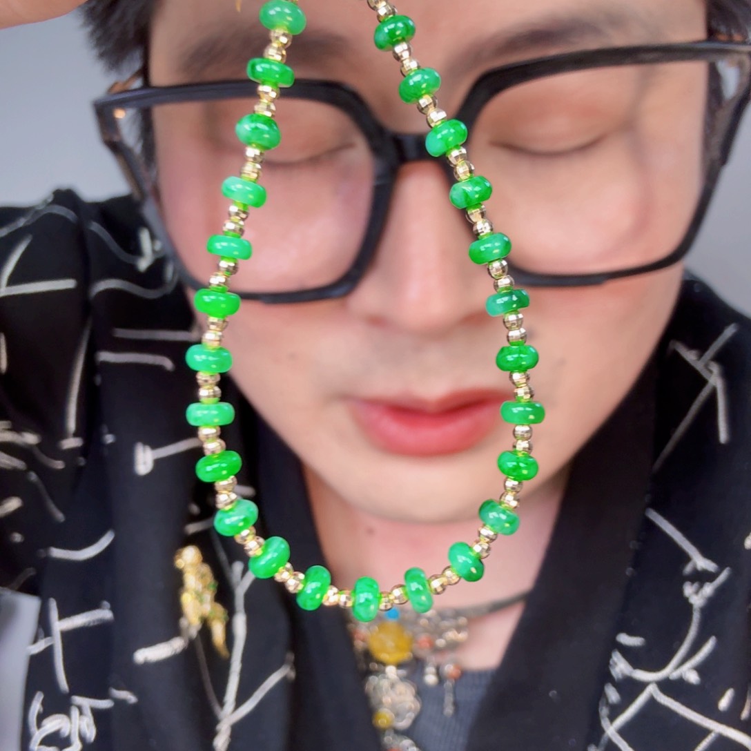 翡翠颈饰18K金镶嵌一个