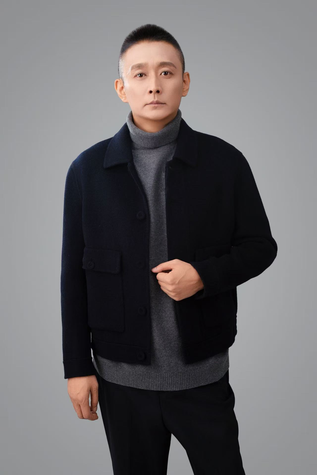 短款长袖翻领纯夹克加厚时尚休闲男装