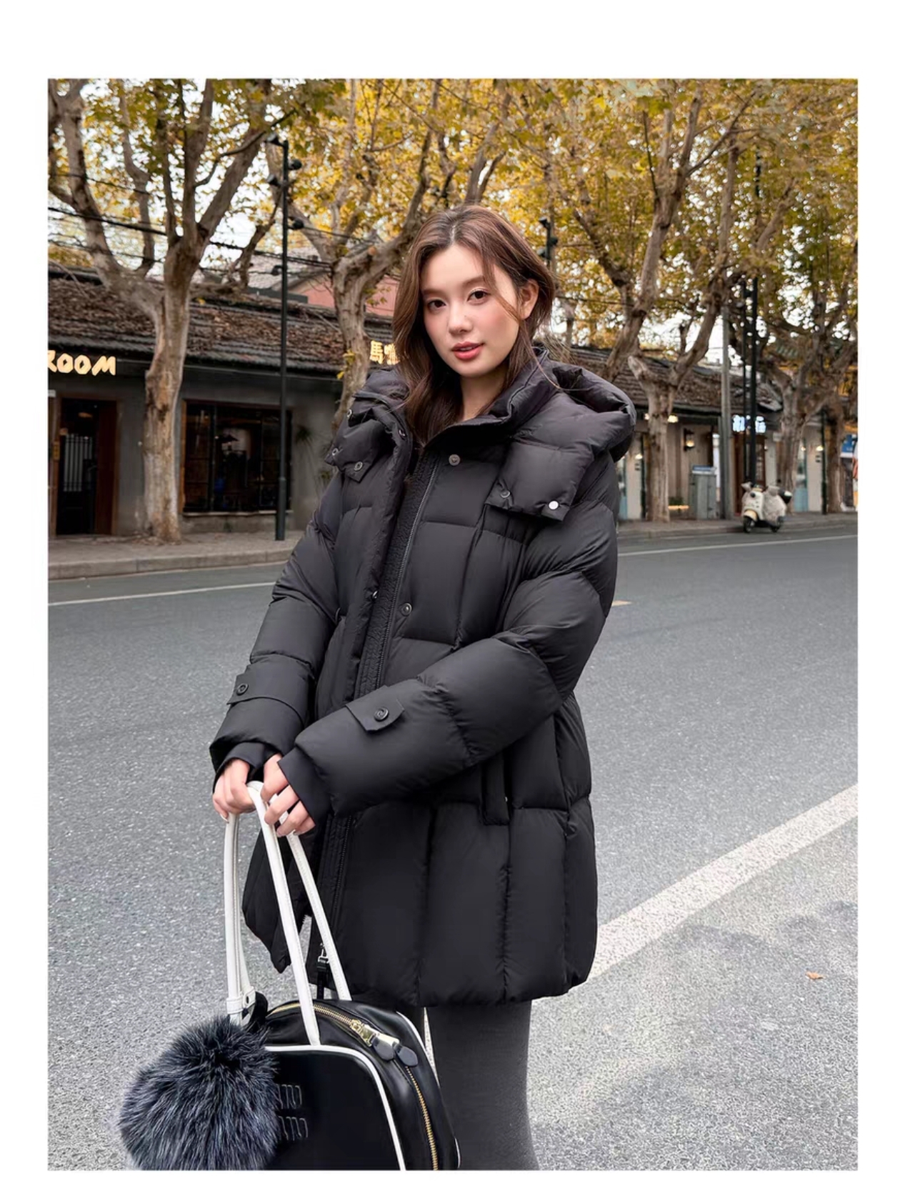 2025冬新款气质收腰显瘦修身连帽时尚保暖白鸭绒加厚外套