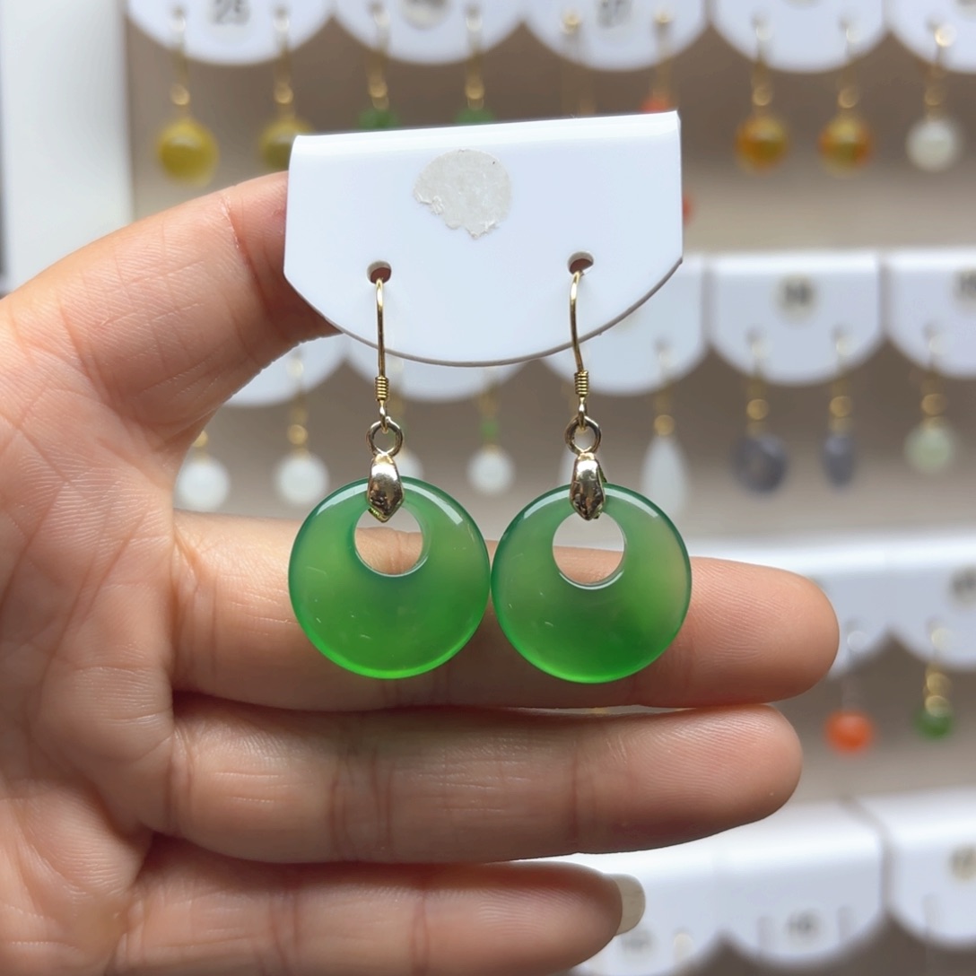 玛瑙/玉髓耳饰银S925镶嵌