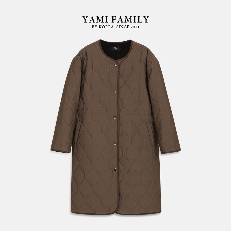 YM 2070-2 经典百搭保暖外套女装休闲中长款保暖秋冬舒适圆领