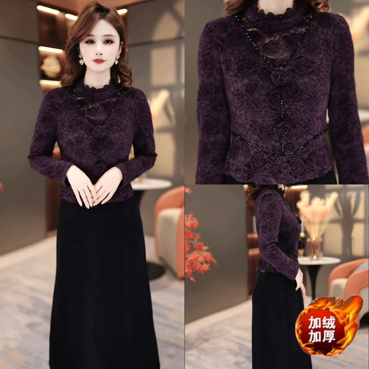 冬季加绒加厚连衣裙2025冬季新款显瘦修身气质遮肚裙子MY25Y3367