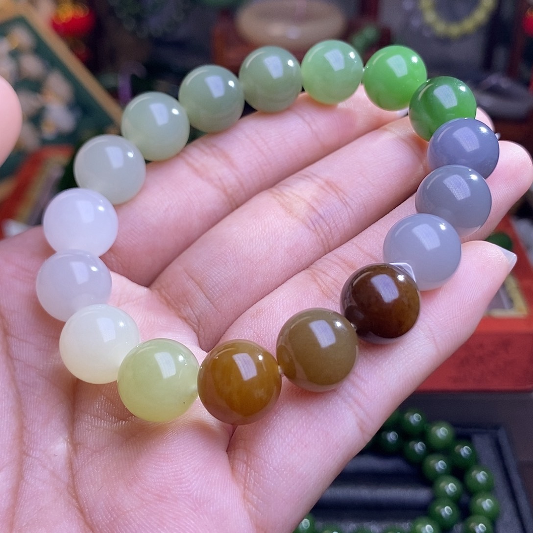 和田玉毕业多宝老料手链12mm未镶嵌