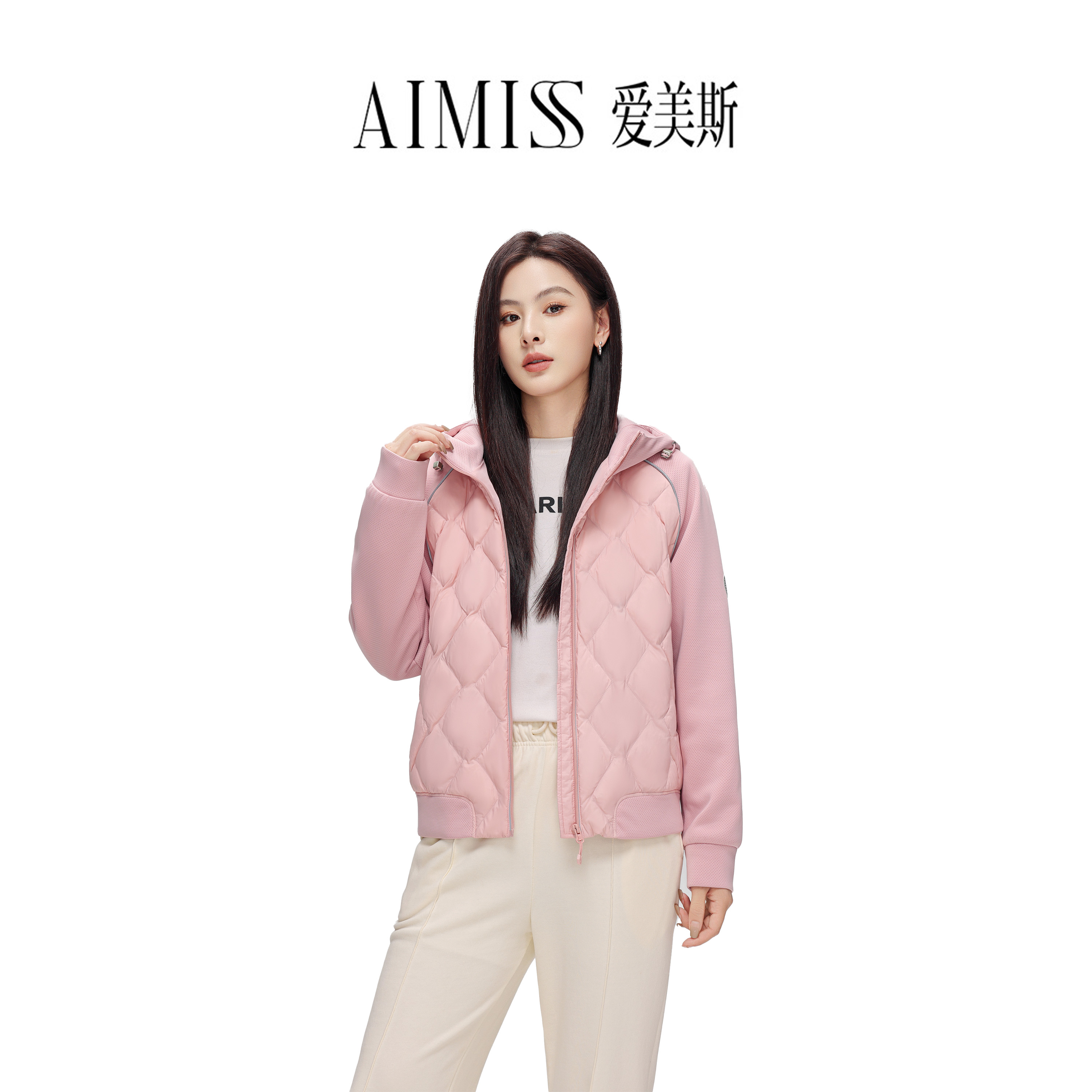 【丽公主专属】AIMISS薄款时尚情侣款女款秋冬95鸭绒羽绒服A057038