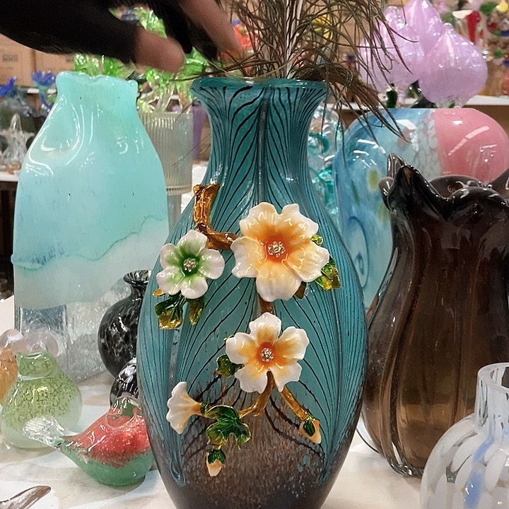 无铅玻璃琉璃花瓶高33口5