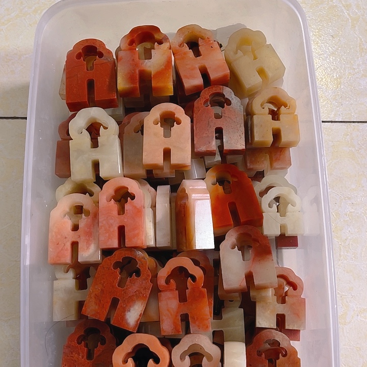 寿山石10个玻璃地双连章